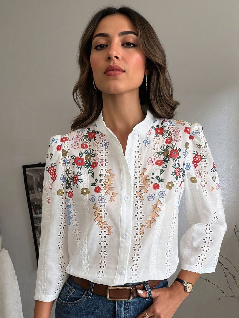 OUTZIDR White Placement Print Shirt - Image 1